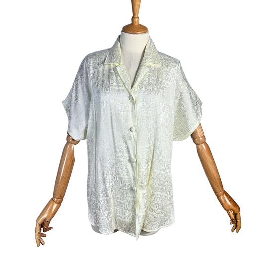 Cream vintage tribal print shirt - M