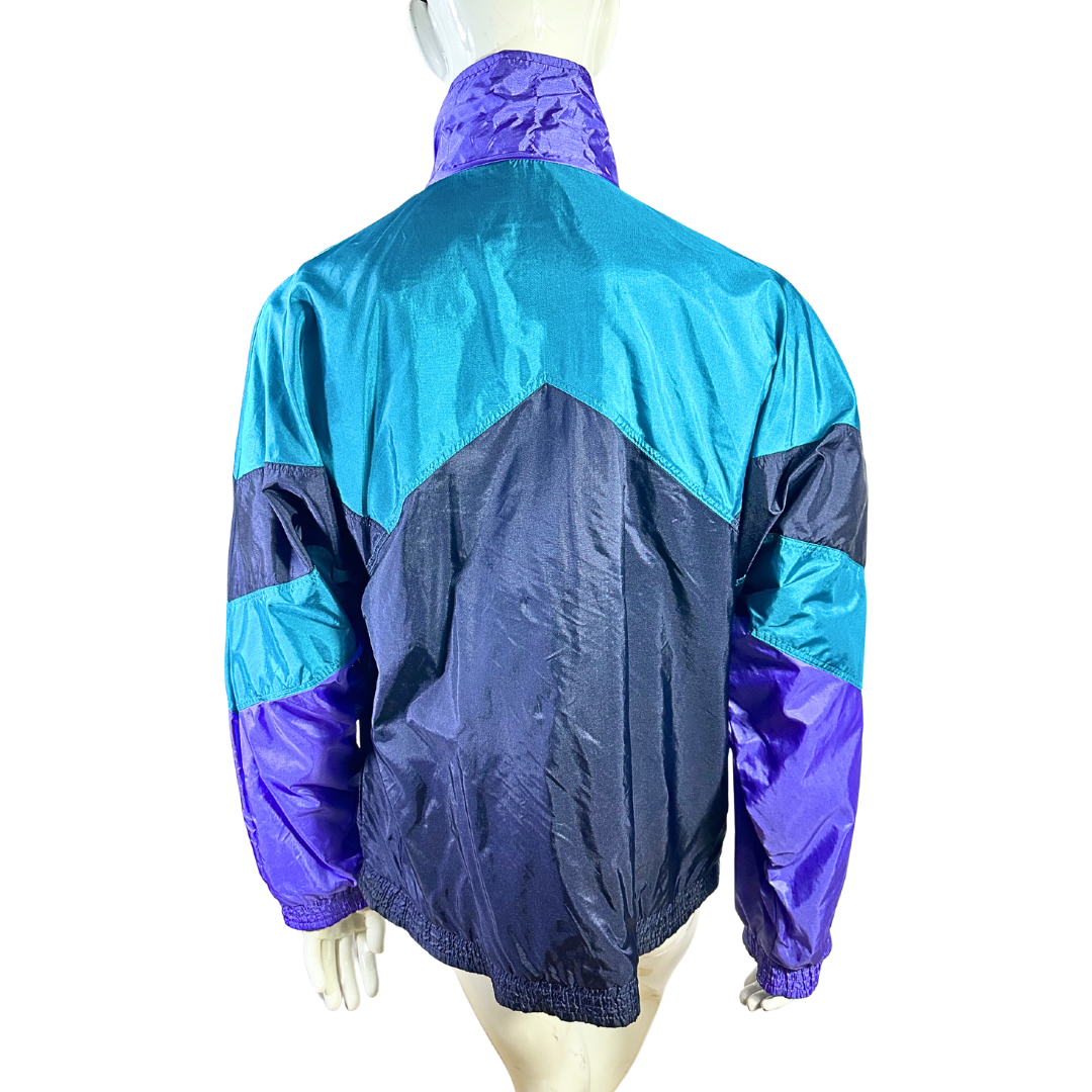 Retro colourblock windbreaker tracksuit jacket - XL