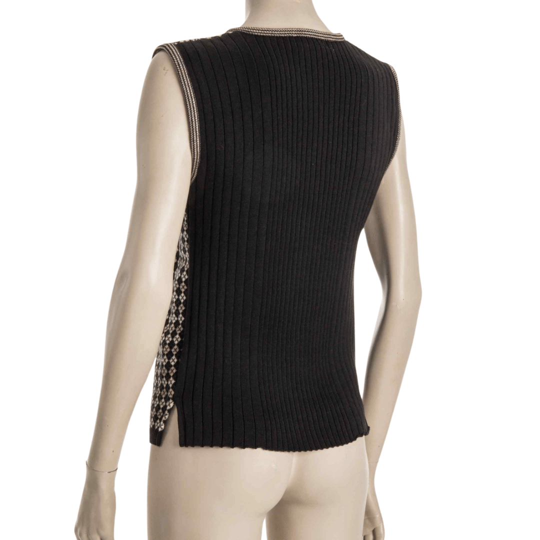Sleeveless button down vneck knitted jersey - S
