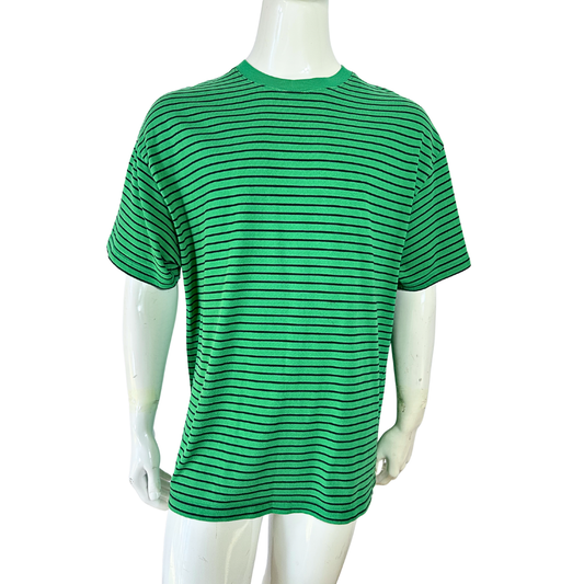 Green Benetton striped tshirt - M