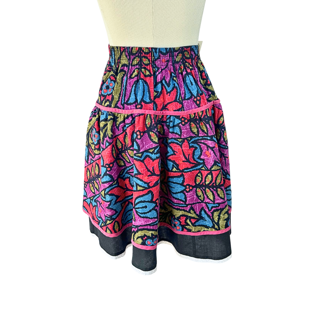 Colourful vintage floral skirt - S