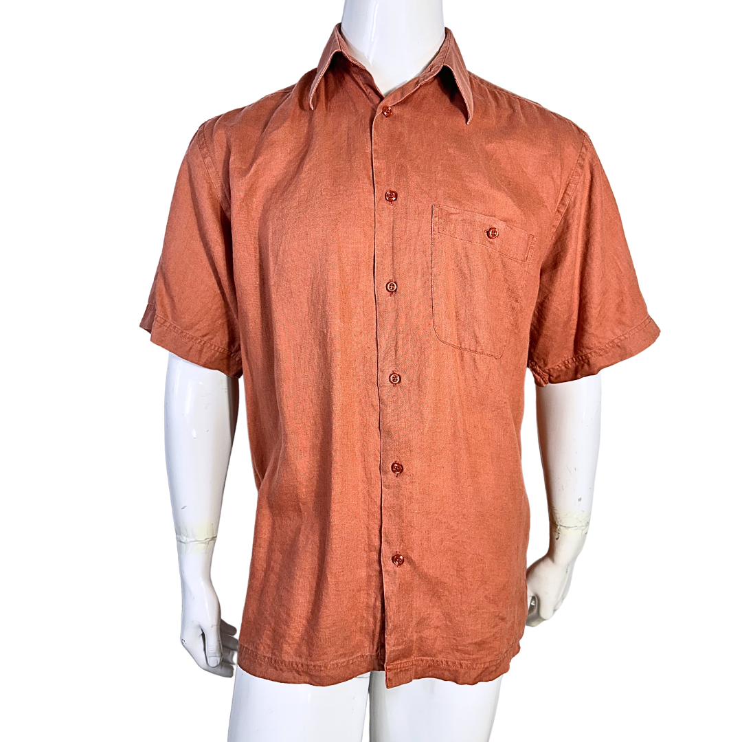 Rust brown linen shirt - M