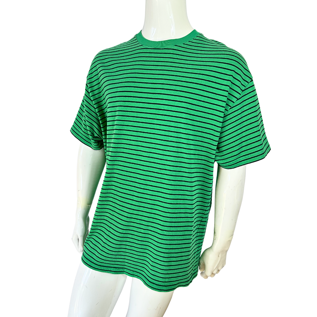 Green Benetton striped tshirt - M