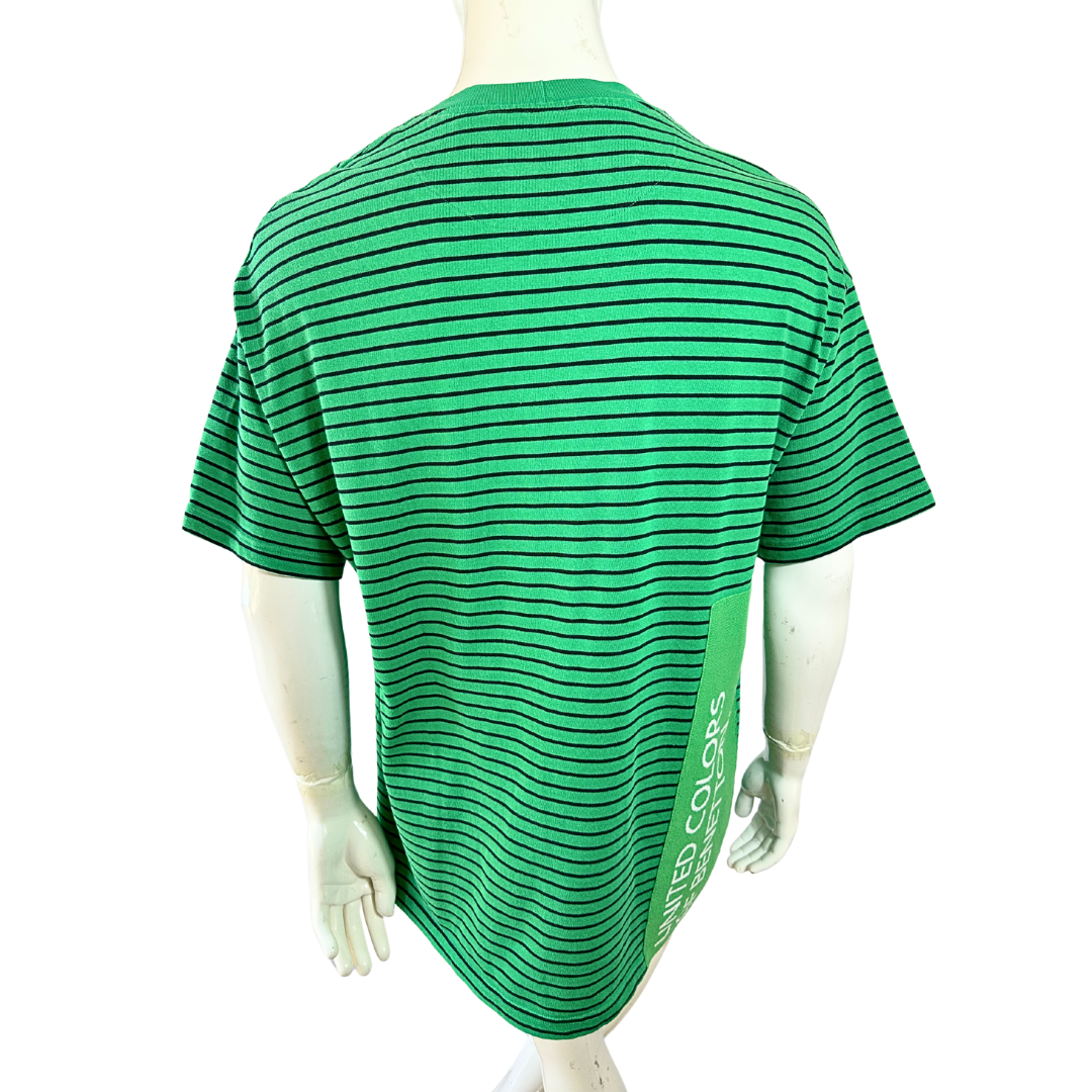 Green Benetton striped tshirt - M