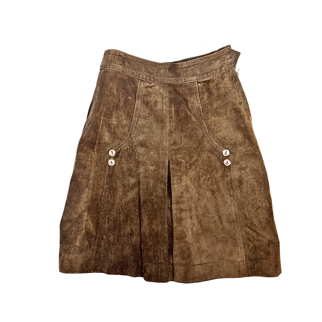 Brown vintage suede high waist skirt - M