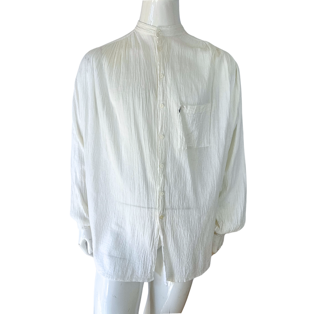 White gypsy boho Mandarin collar shirt - XL