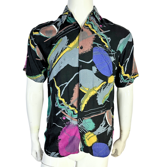 Black vintage abstract shirt - S