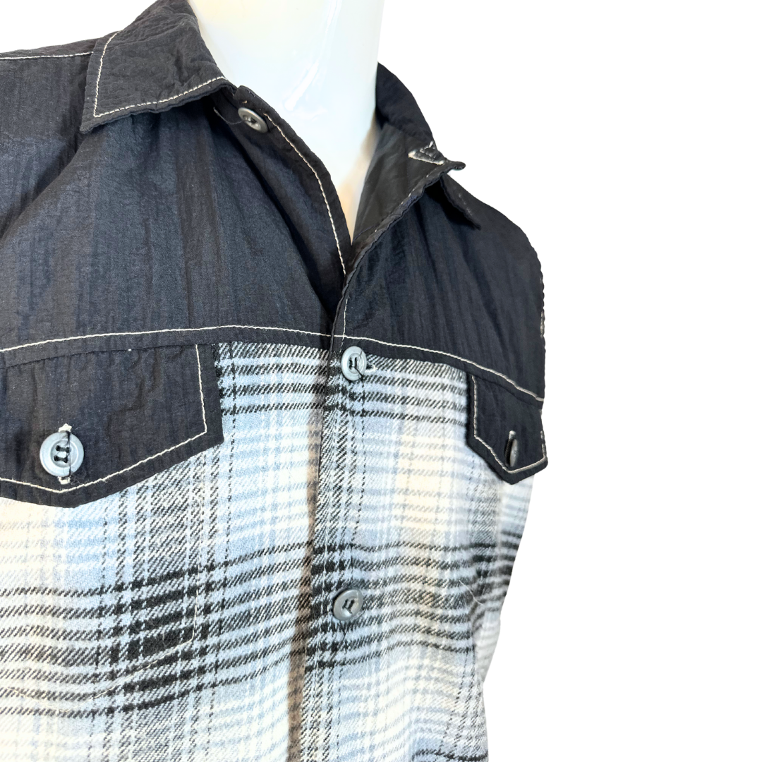 90s plaid button down vest - XL