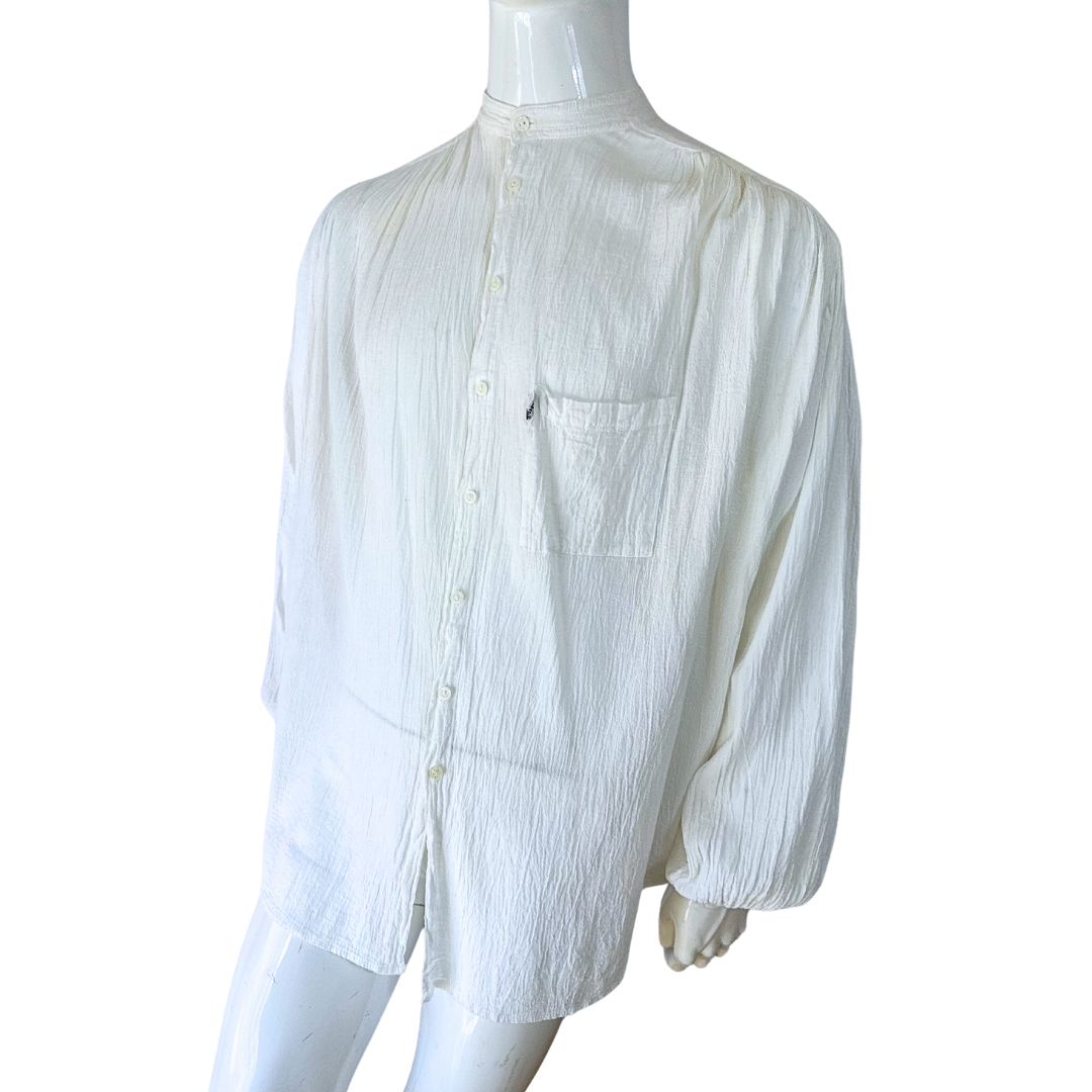 White gypsy boho Mandarin collar shirt - XL