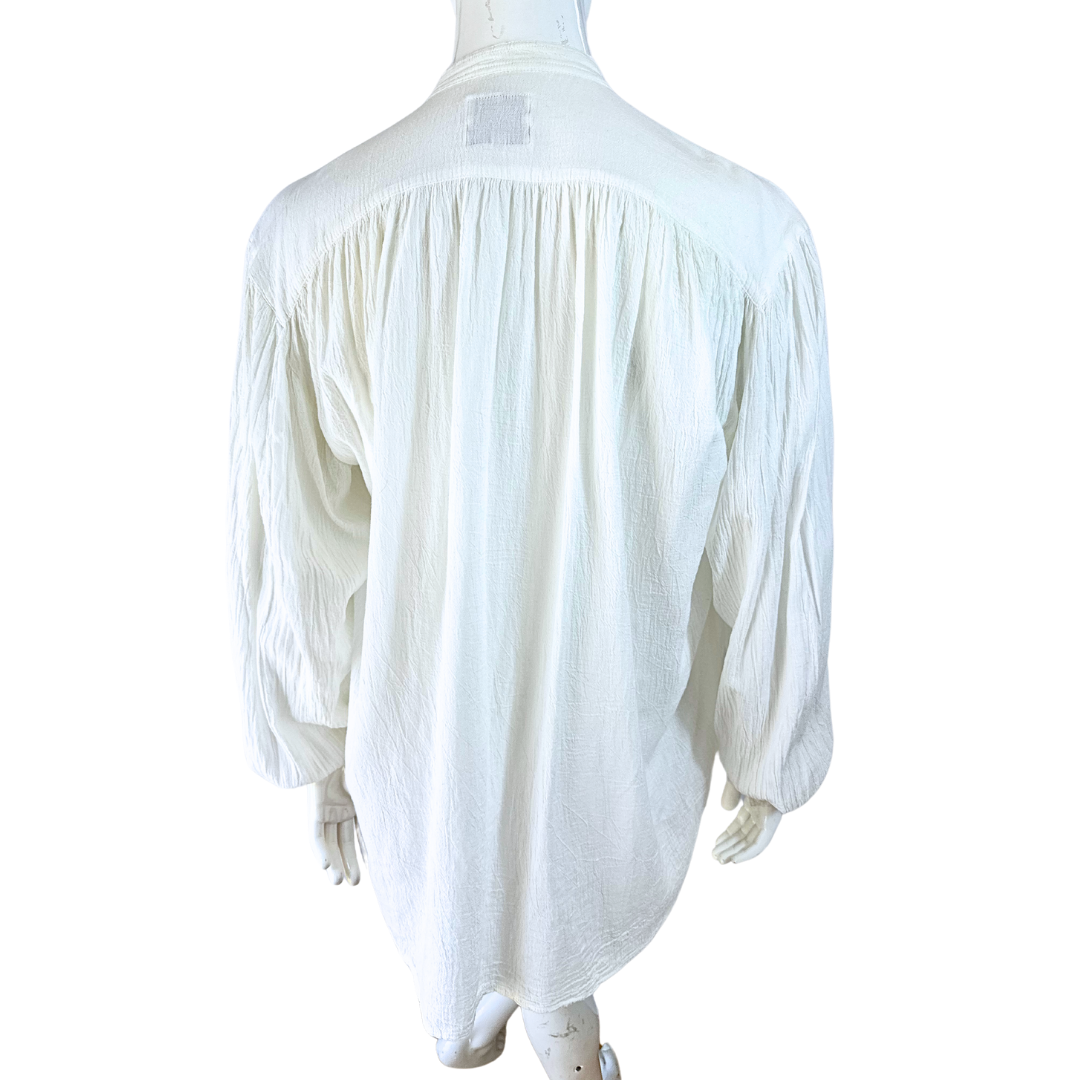 White gypsy boho Mandarin collar shirt - XL