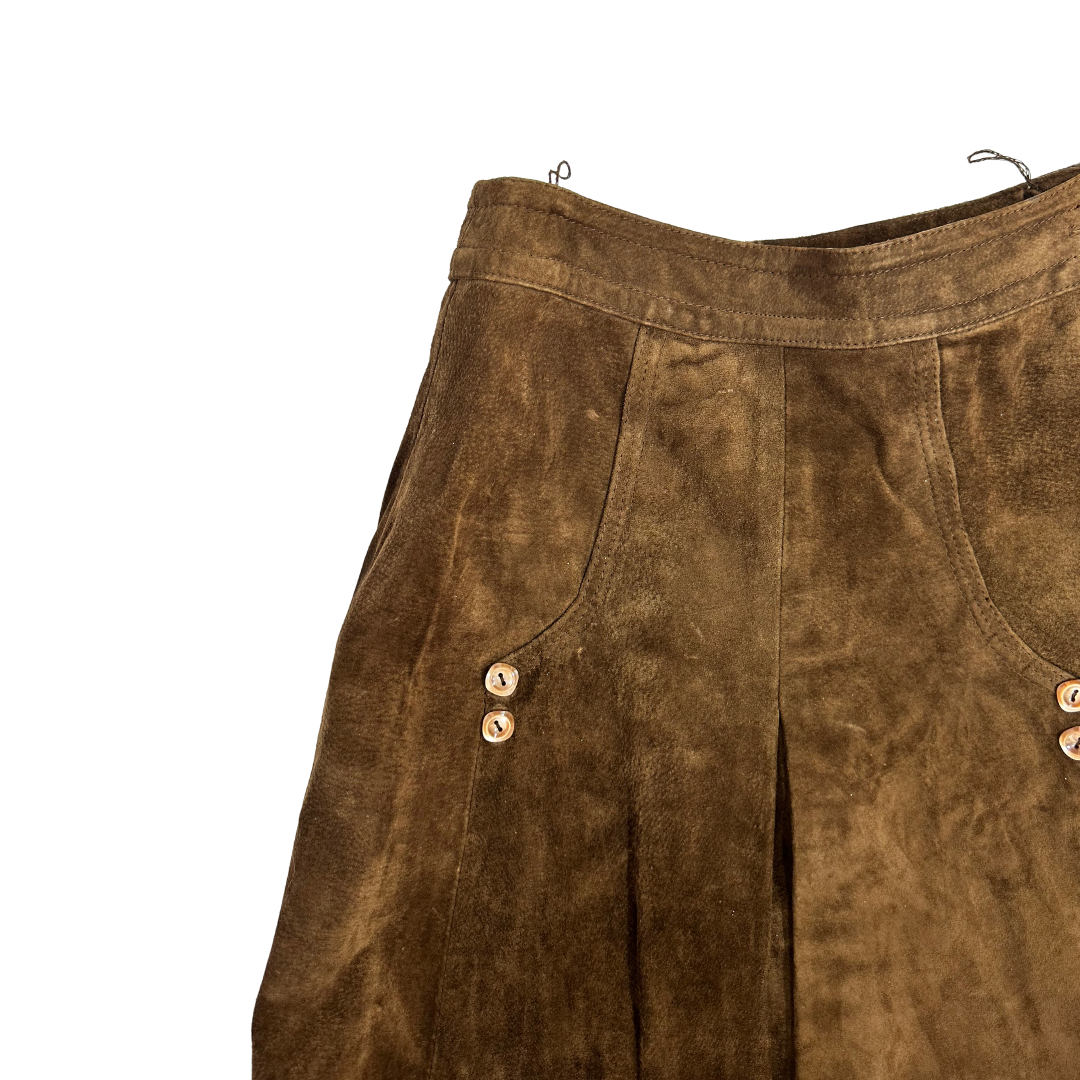 Brown vintage suede high waist skirt - M