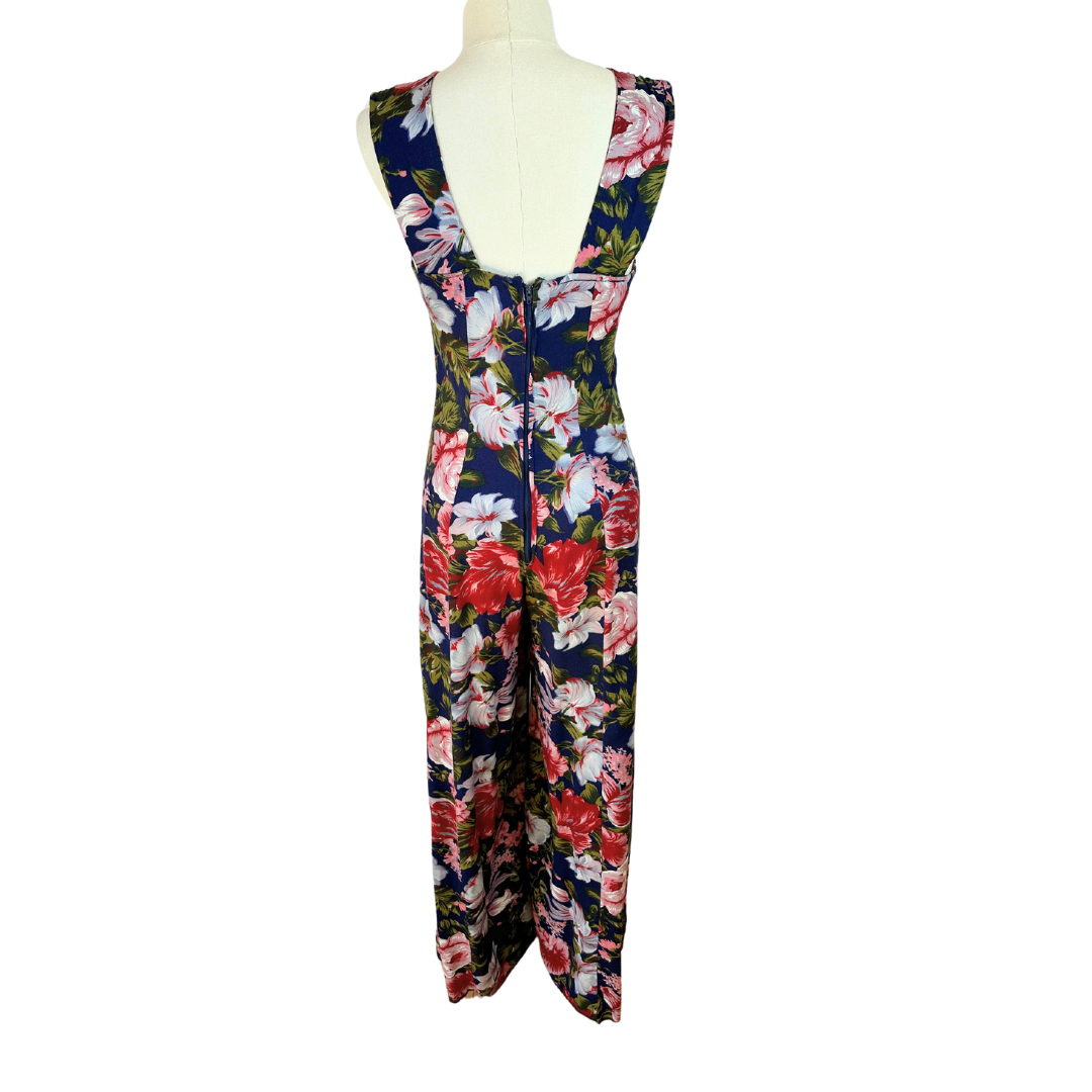 Vintage floral flared jumpsuit - M