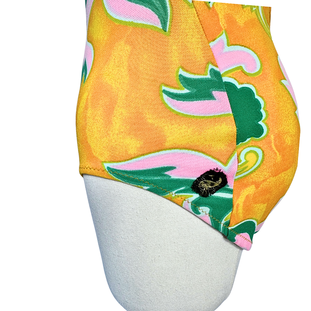 70s vintage floral swimsuit - M