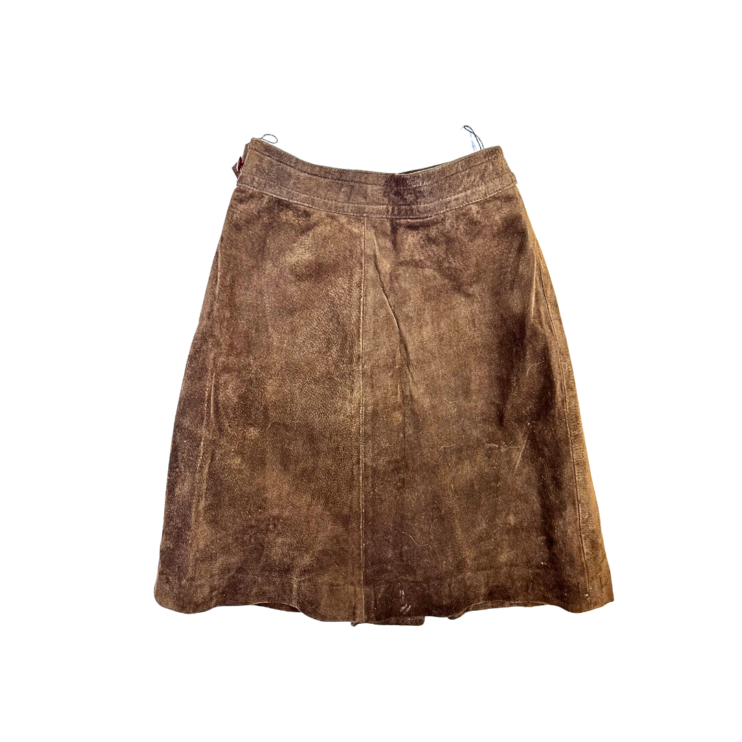 Brown vintage suede high waist skirt - M