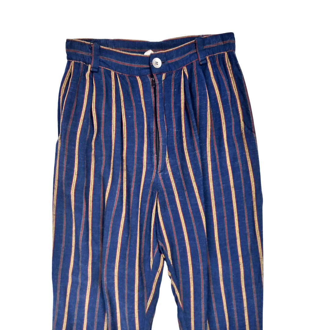 Stripe high-waisted linen pants - S