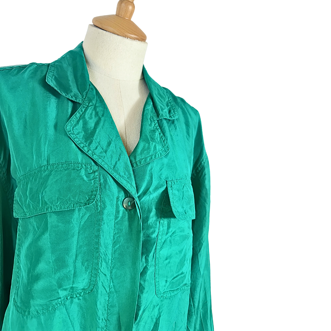 Green vintage silk shirt - M