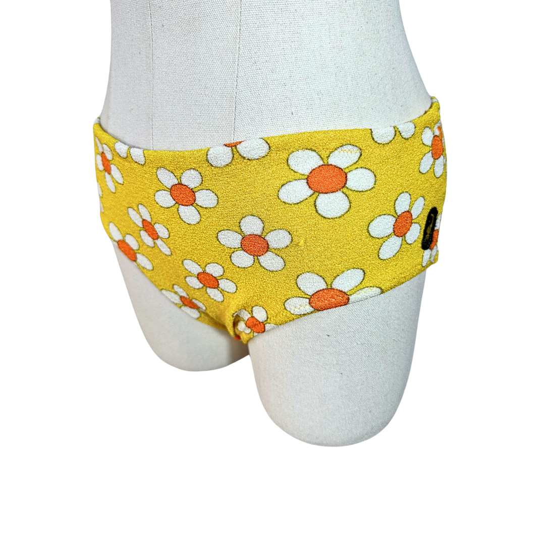 Yellow 60s vintage floral swimwear - S