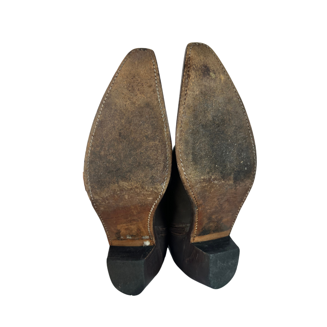 Dark brown leather cowboy boots - UK7.5