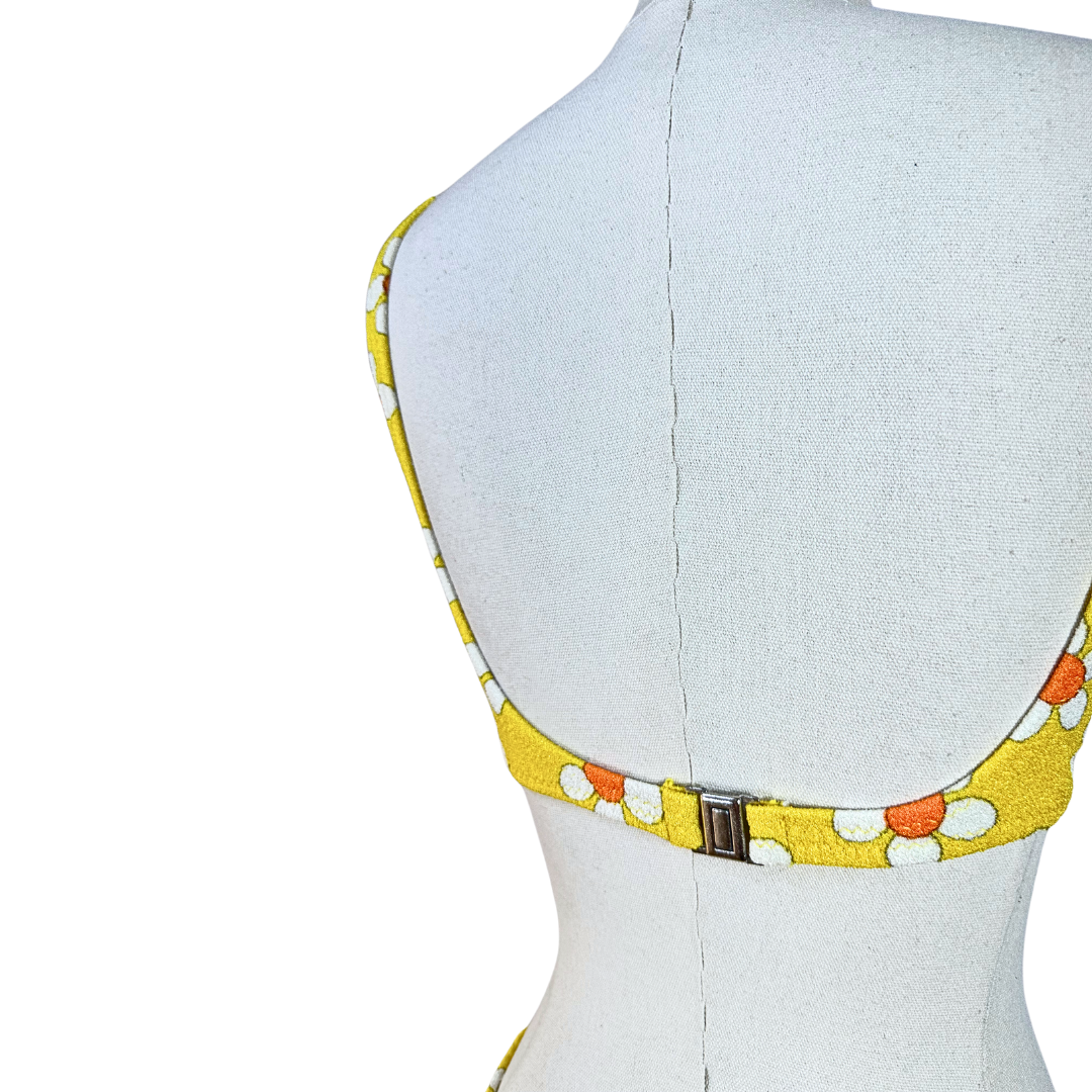 Yellow 60s vintage floral swimwear - S