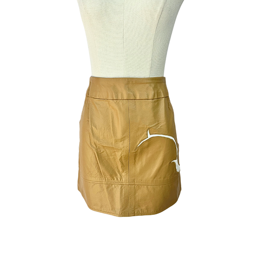 Tan vintage leather skirt - M