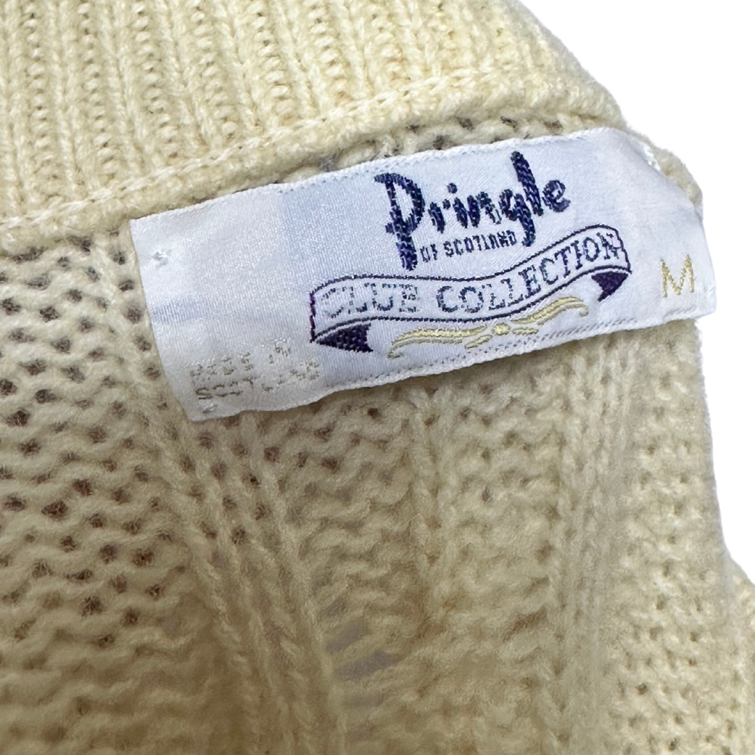 Cream vintage Pringle of Scotland wool cable knit jersey - M