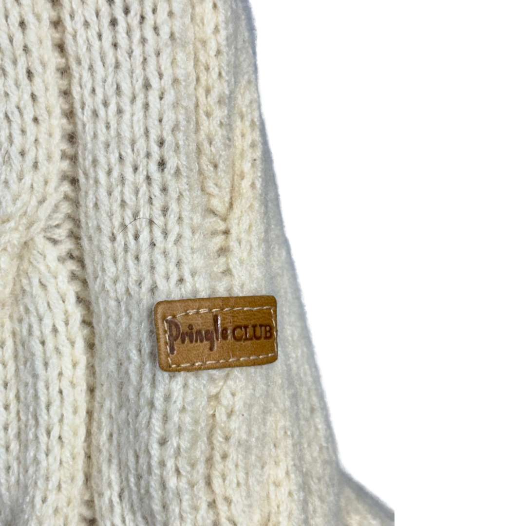 Cream vintage Pringle of Scotland wool cable knit jersey - M