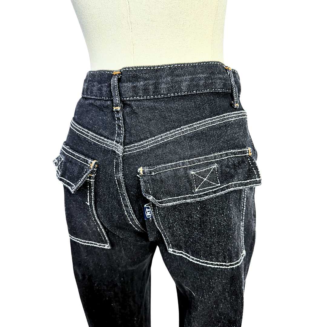 Black 90s bootleg jeans - S