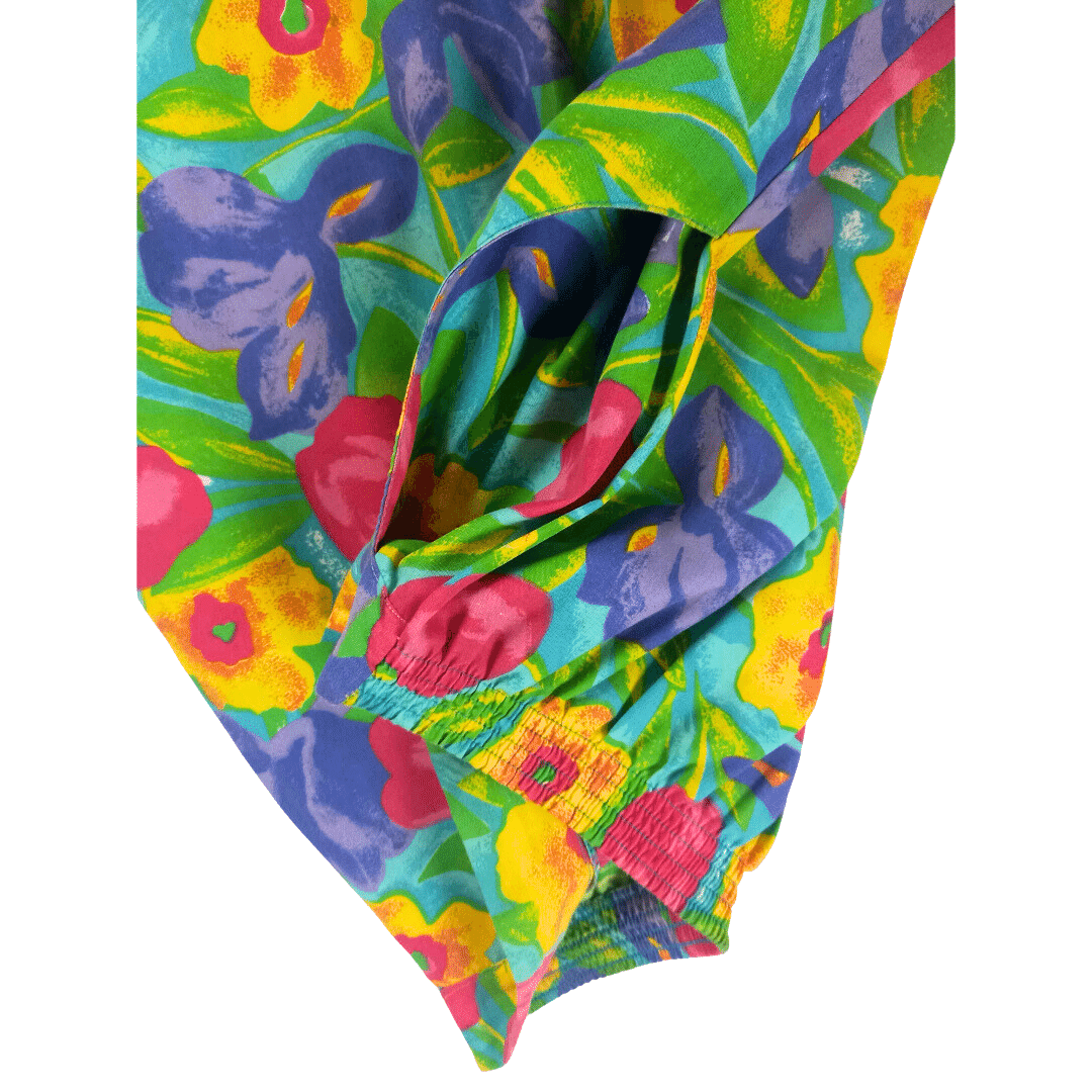 Colourful floral high-waisted midi skirt - S/M