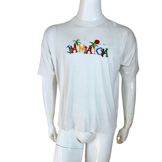 White Jamaica embroidered tshirt - XL