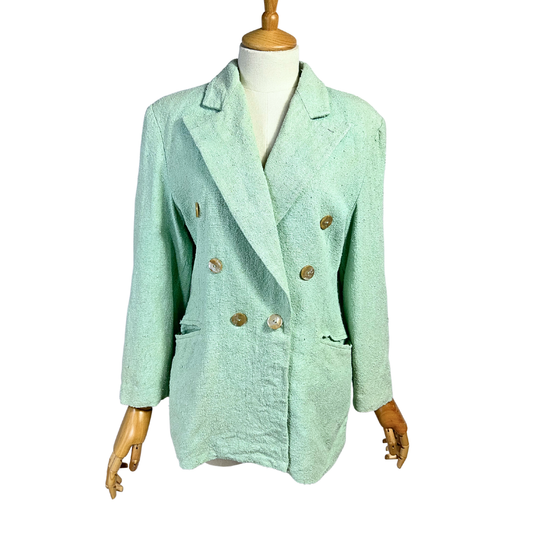 Green vintage silk blazer - S/M