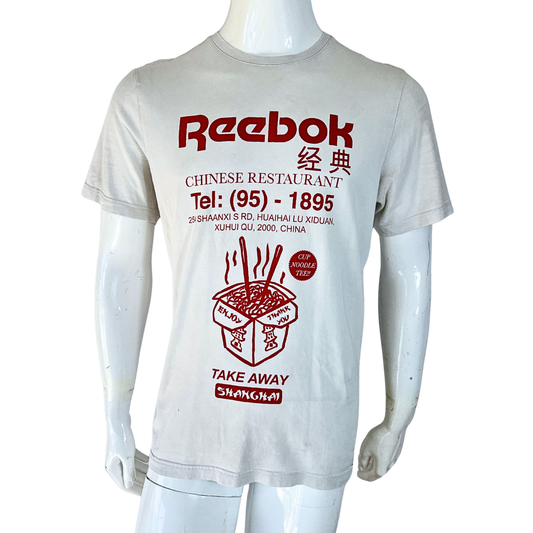 90s Reebok Chinese restaurant takeaway tshirt - L