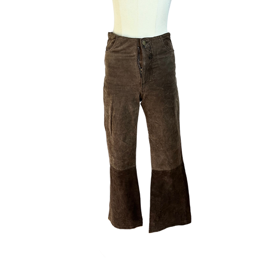 Brown Y2K suede bootleg pants - XS