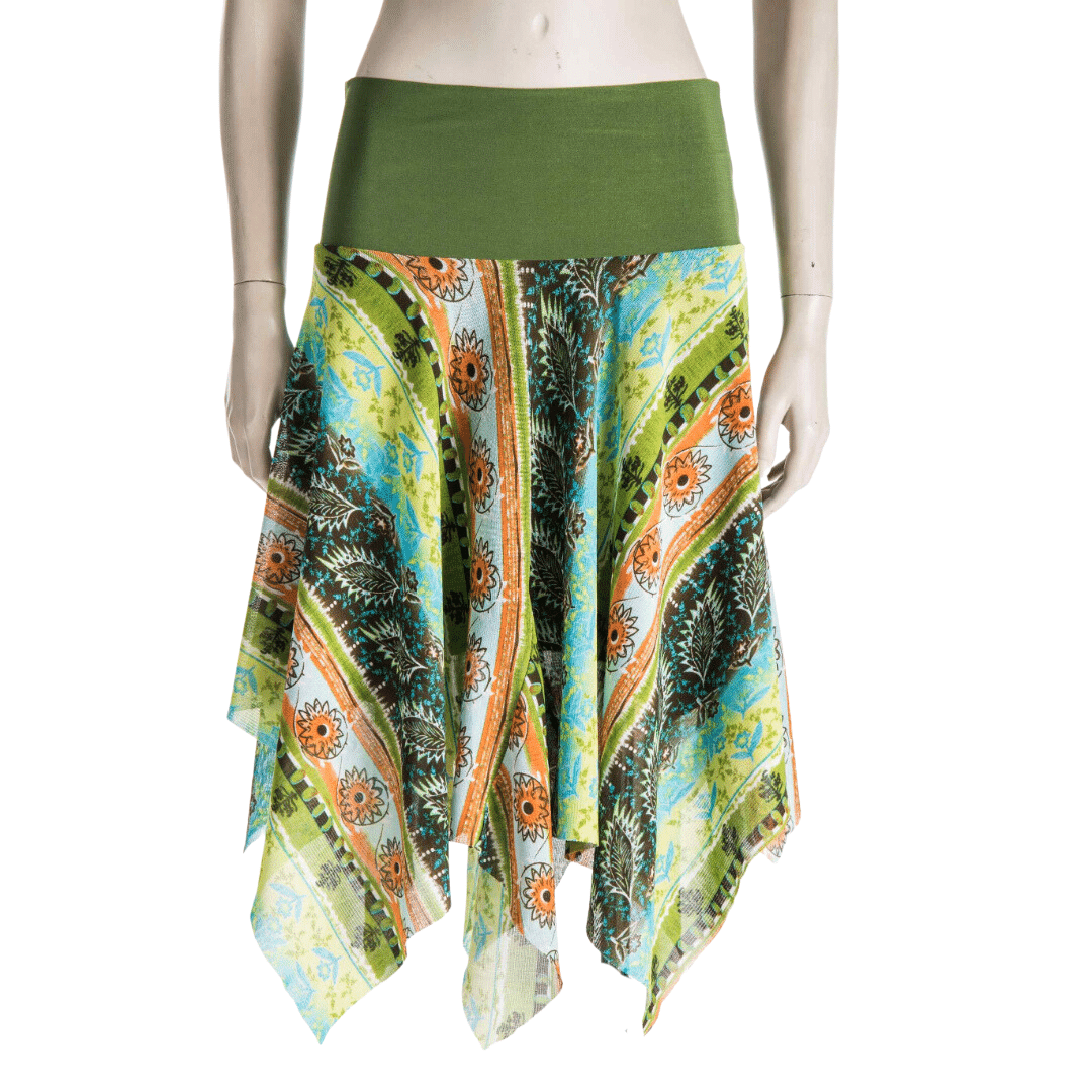 Floral print gypsy skirt with fairy hem - S