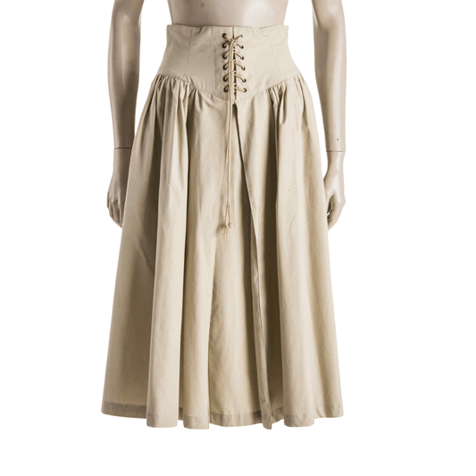 High-waisted circle skirt with lace-up detail - S