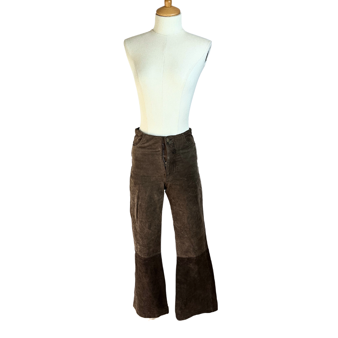 Brown Y2K suede bootleg pants - XS