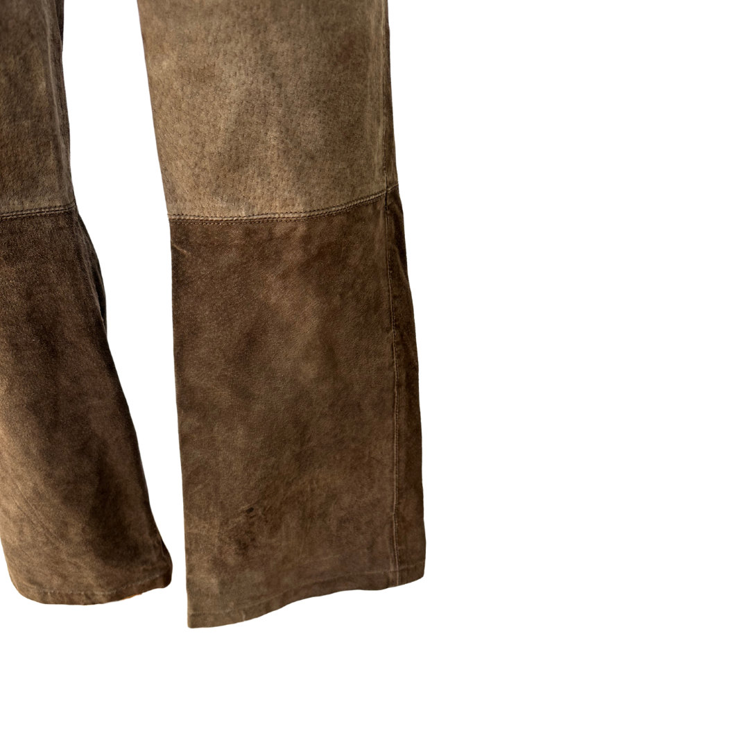 Brown Y2K suede bootleg pants - XS