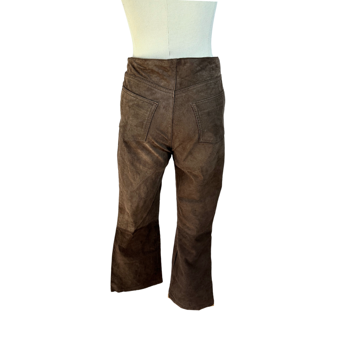 Brown Y2K suede bootleg pants - XS