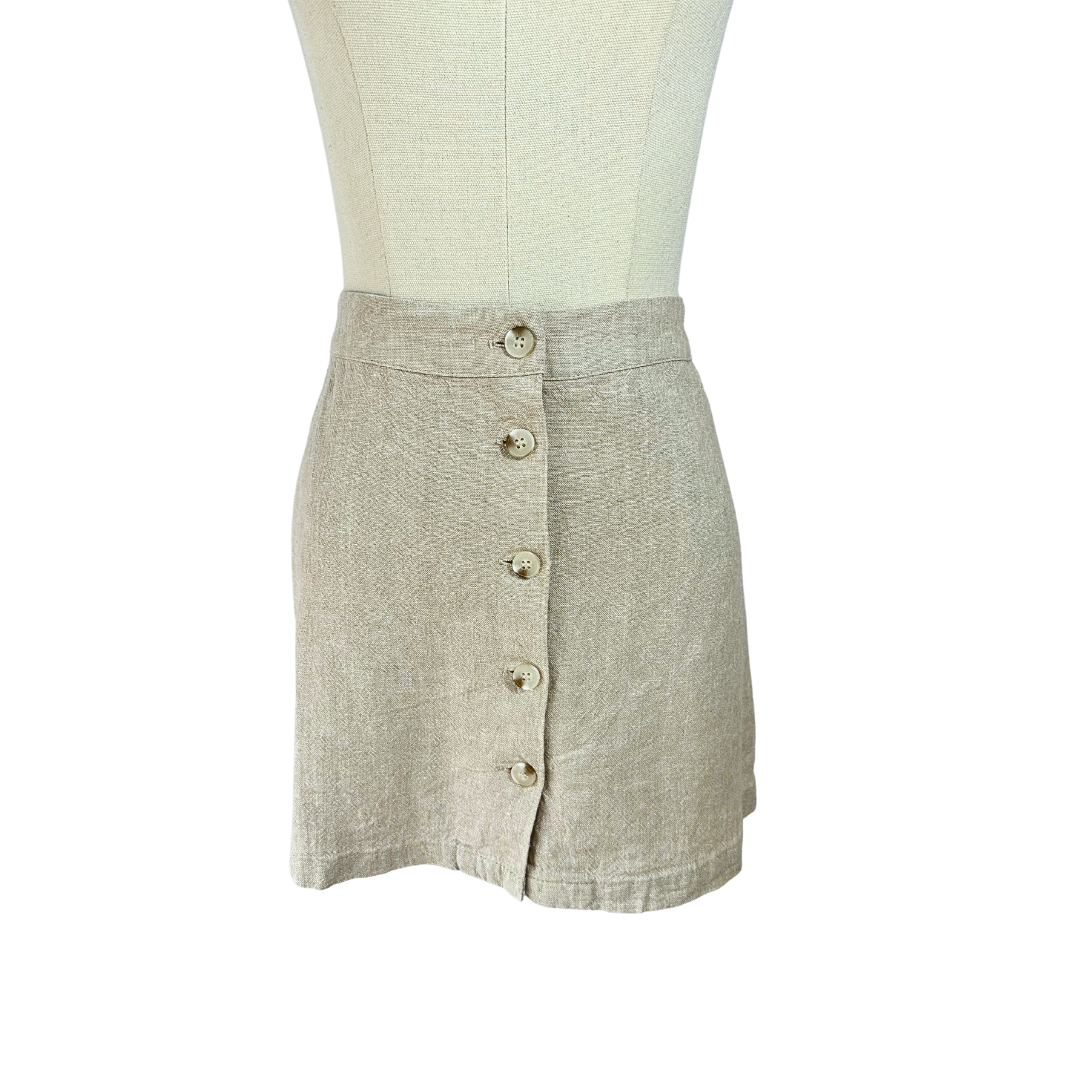 Cream 90s linen waistcoat and skirt set - S