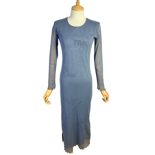 90s mesh longsleeve maxi dress - S