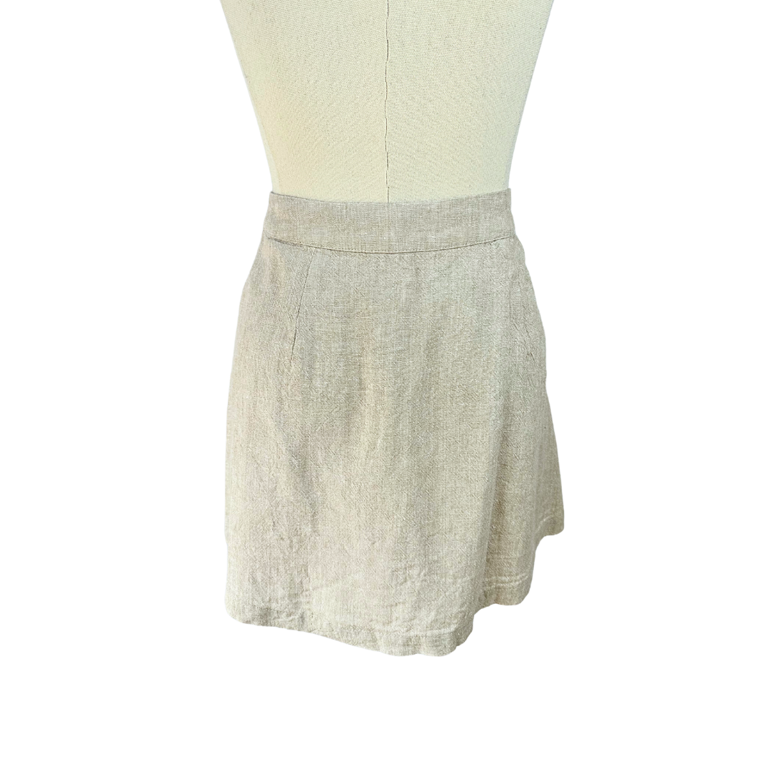 Cream 90s linen waistcoat and skirt set - S