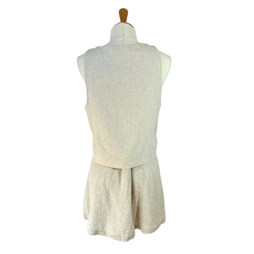 Cream 90s linen waistcoat and skirt set - S