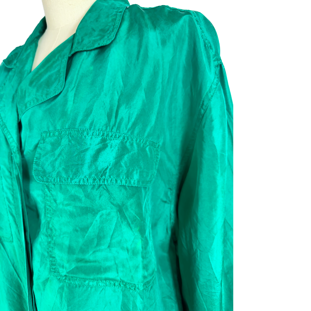 Green vintage silk shirt - M