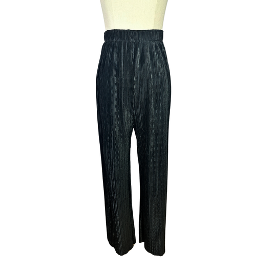 Black vintage plisse elasticated pants - S