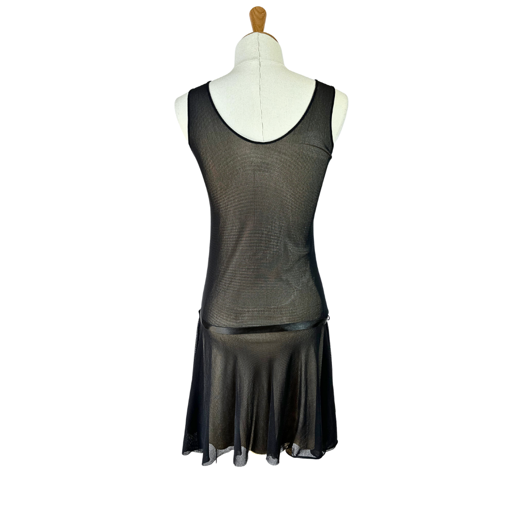 Black Y2K beaded mesh dress - S