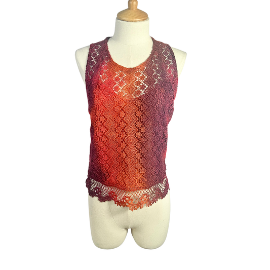 Vintage floral crochet top - M