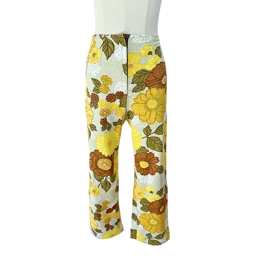 70s vintage floral pants - S