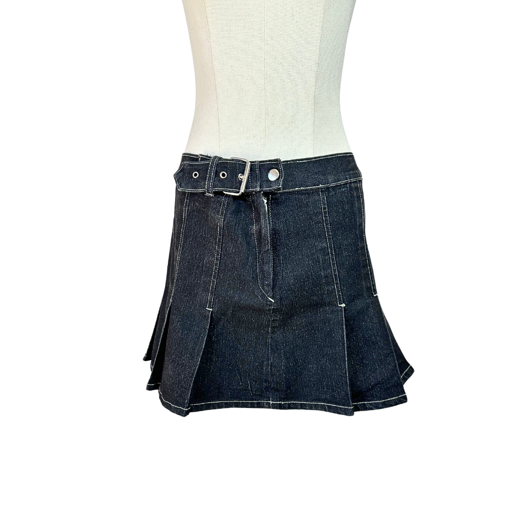 Black Y2K low rise denim micro mini skirt - S/M