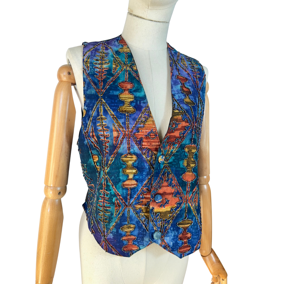 Vintage abstract waistcoat - M