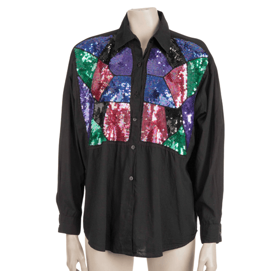 Sequin longsleeve shirt - M