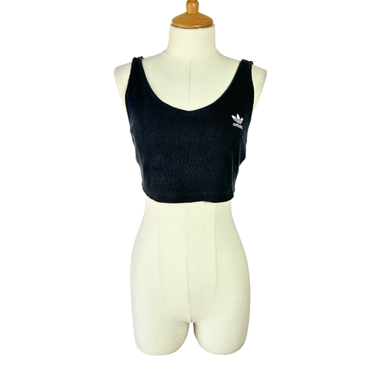 Black Adidas ribbed cropped top - M